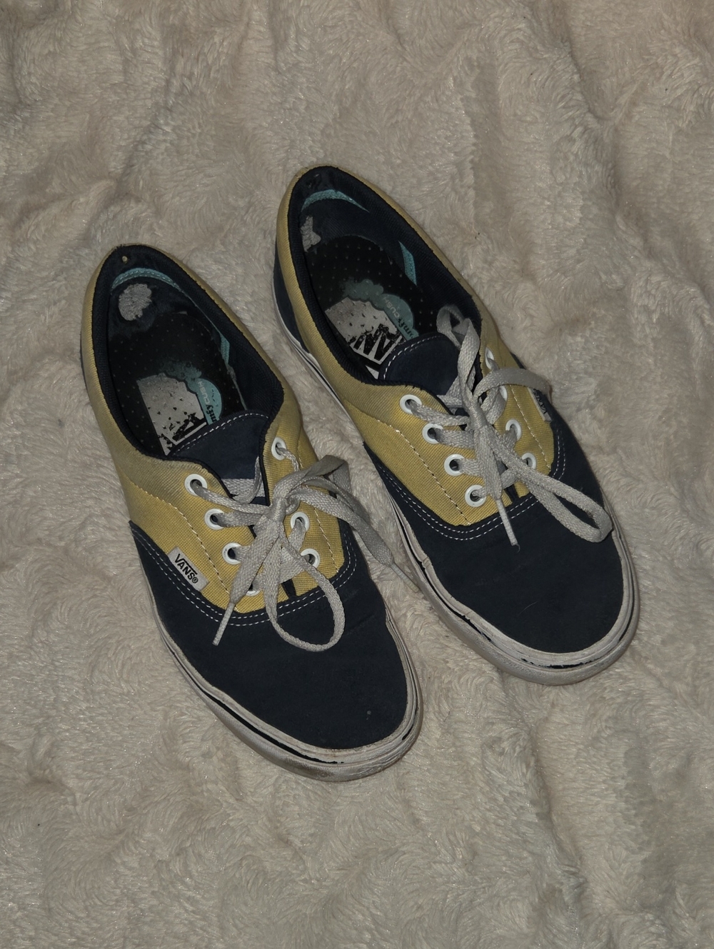 navy & yellow vans sneakers